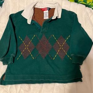 Vintage EUC Gymsport Gymboree 3T/4T Green Brown Argyle Golf School Polo Shirt